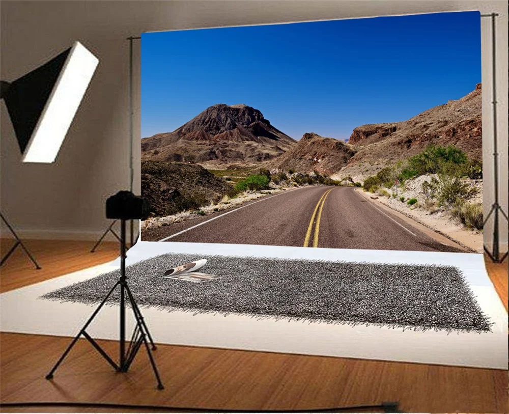 Laeacco Mound Road Corner Sky Scenic Photographic Backgrounds Customized Photography Backdrops For Photo Studio | Электроника