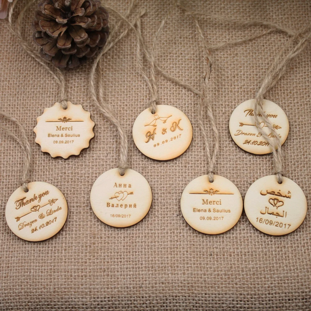 Деревянные бирки с персонализированной гравировкой спасибо для свадьбы