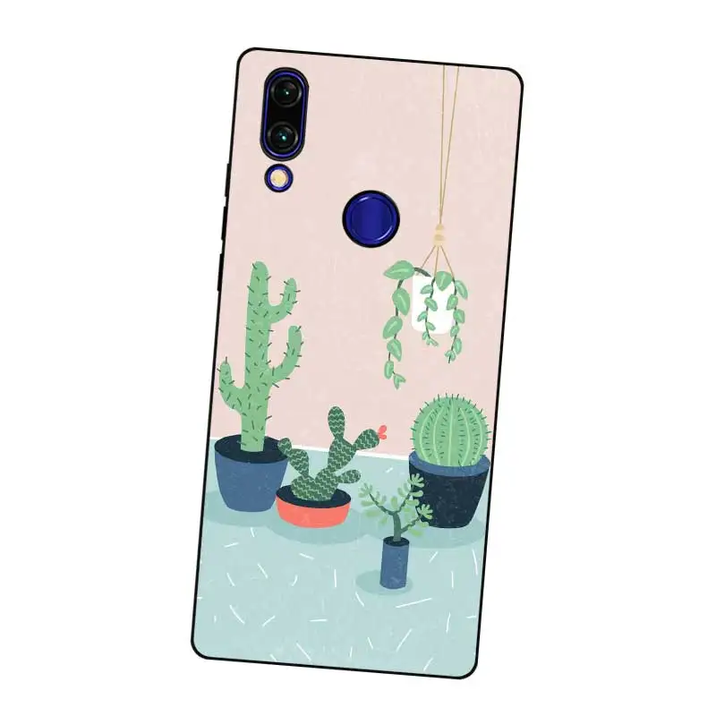 N277 Cactus Wallpaper Black Silicone Case Cover For Xiaomi Redmi Note 3 4 4X 5 5A 6 7 Pro Global |