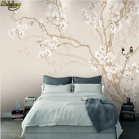 beibehang custom photo wallpaper large mural wall stickers european magnolia hand painted flowers and birds backdrop wall