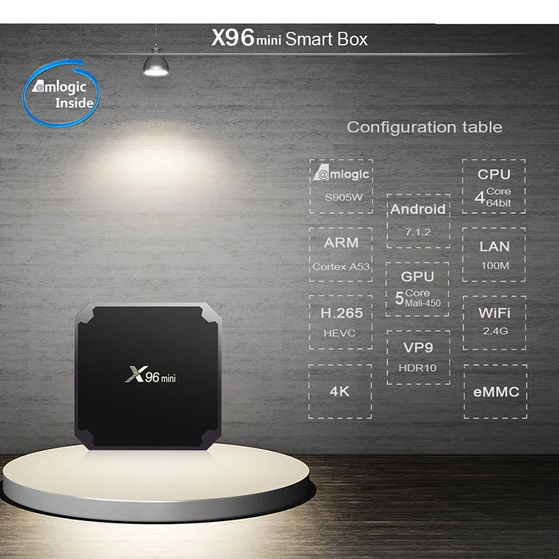 ТВ приставка X96 mini на Android 7 1 с процессором Amlogic S905W ГБ/8 ГБ 2 ГБ/16 KD 17 3 4G WIFI ГГц H.265 X96mini