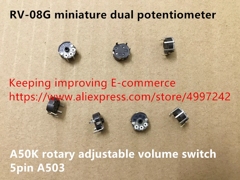 Оригинальный новый 100% RV 08G миниатюрный двойной потенциометр A50K поворотный
