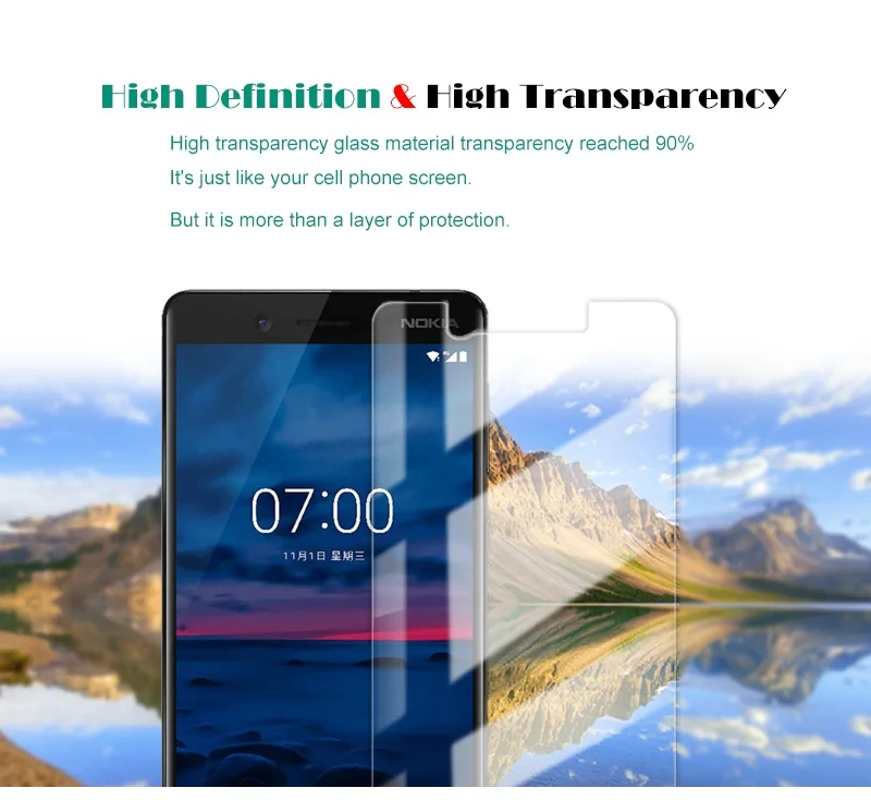 2 шт. 2.5D закаленное стекло высококачественный чехол для NOKIA 7 протектор экрана