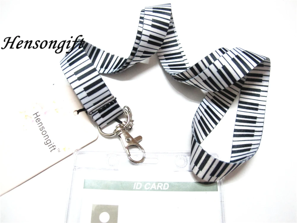 Hensongift пианино значок шнурок для ключей футляры для идентификационных карт пианино ключ шеи ремни с брелоком