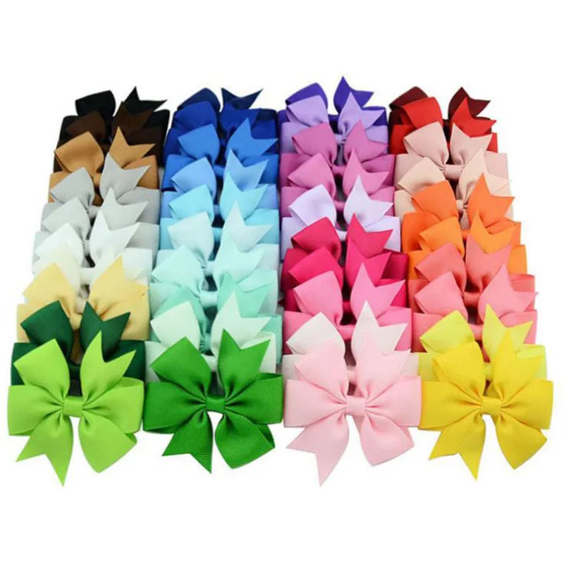 20pcs/40pcs 3&quot Colors Grosgrain Ribbon Bows Clips Hairpin Girl's Hair Boutique Clip Headware Kids Accessories 564 | Детская
