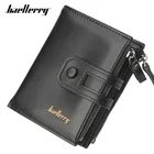 Мужской кошелек Baellerry, черный брендовый дизайнерский бумажник с большой емкостью, держатель для карт, двойная молния, портмоне