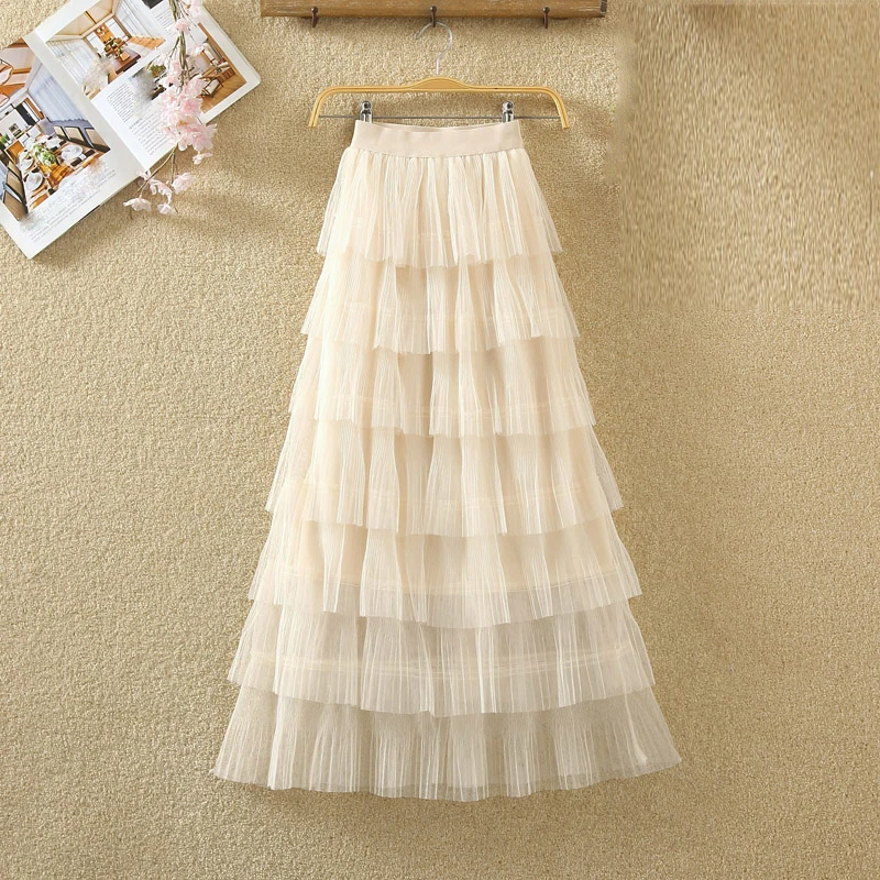 Женская плиссированная юбка-пачка элегантная длинная винтажная юбка из тюля 2019 |