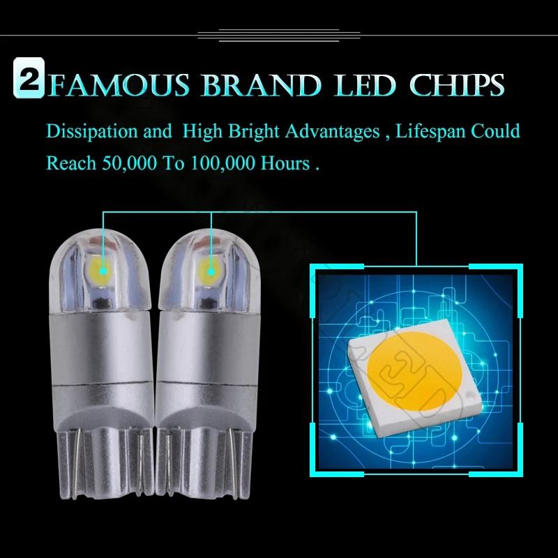 2 шт. Автомобильные светодиодные лампы T10 W5W 168 194 12 В|trunk lamp|trunk lightled trunk light |