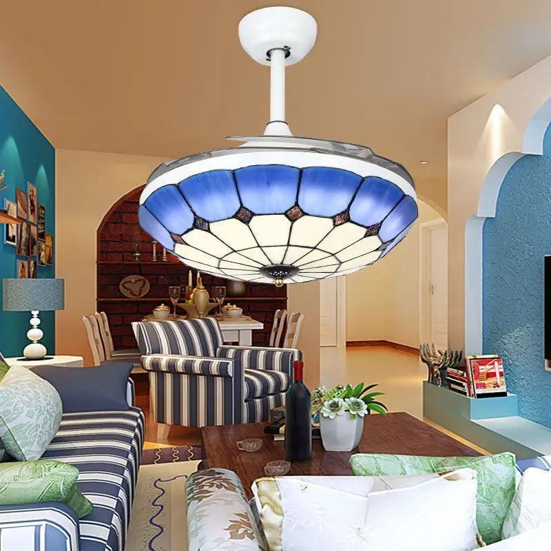 36 Вт потолочный вентилятор лампа Тиффани синие Бутылочки для эфирных масел тени