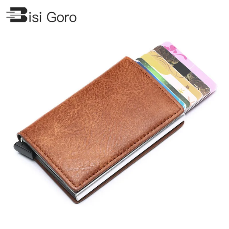 BISI GORO 2019 блокирующий RFID алюминиевый держатель для карт Смарт искусственная кожа