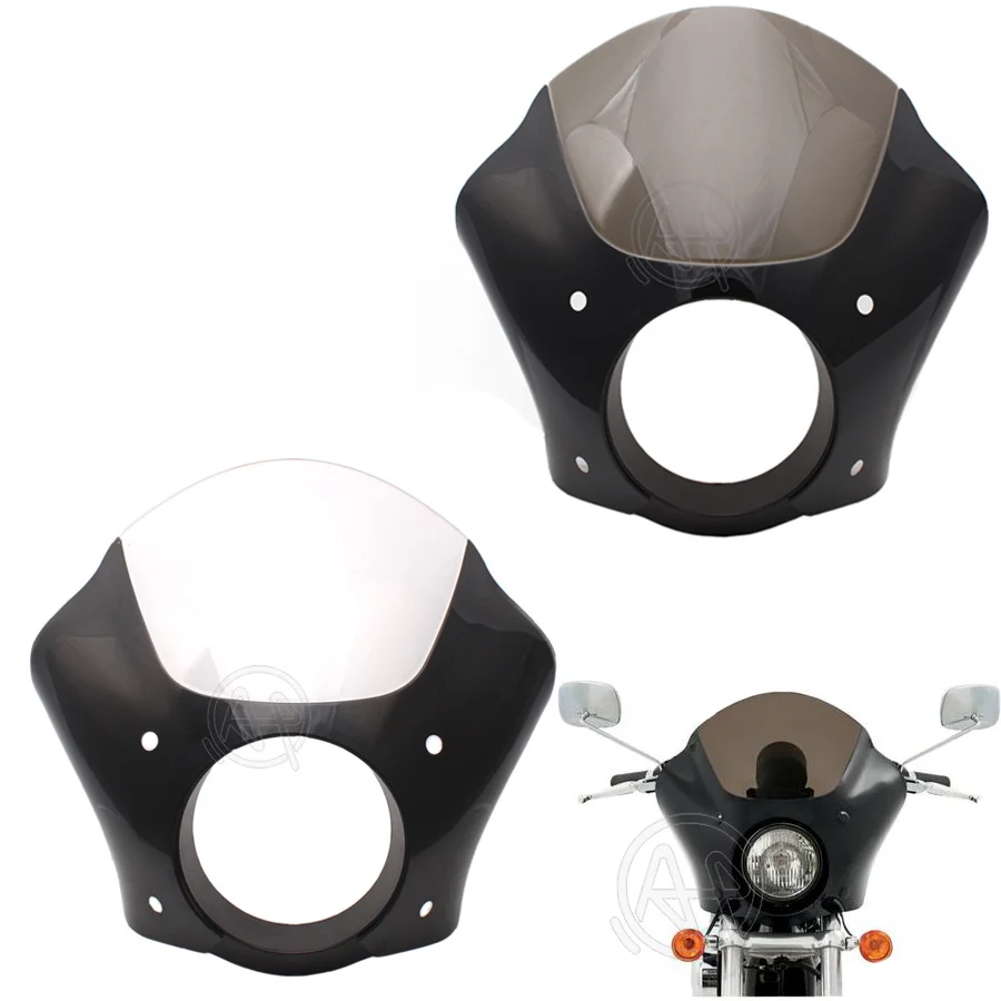 

For Sportster XL883 XL1200 Road King Electra Glide Dyna Motorcycle Headlight Fairing Cowl Cover Mask 7" Clear/Smoke LENS 39/49mm