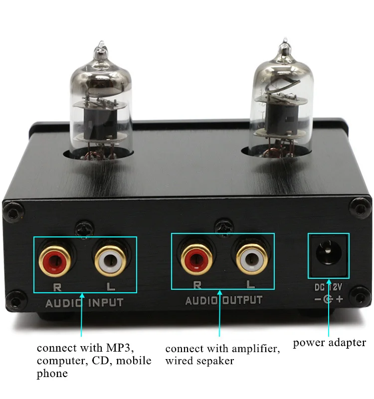 FX-аудио сигнала тревоги ЕС DC12V 1A мини 6J1 клапан ламповый предусилитель стерео аудио hi-fi буфера Amp гарнитура ламповый усилитель-01