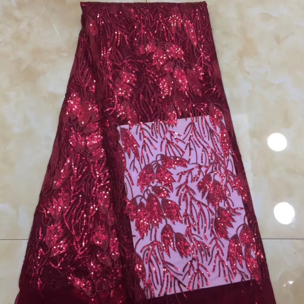 

High quality embroidered lace fabric High class tulle mesh lace with sequins for party dress ML7733