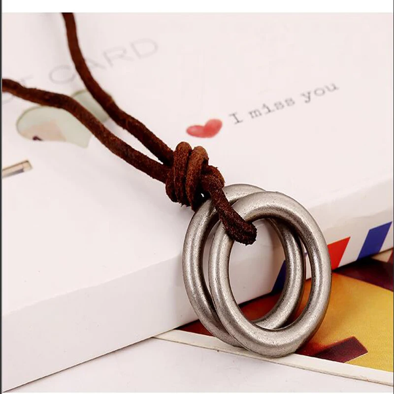 Винтажное панк мужское воловье Веревка ожерелье мужской кожаный шнур Мужская