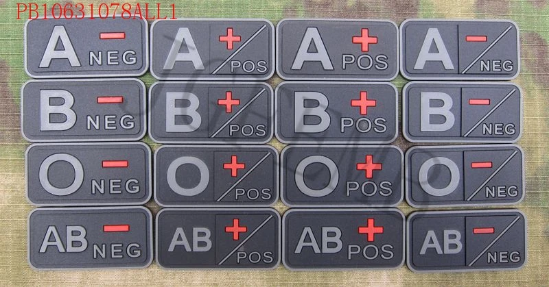 Черный фон серый дизайн крови тип A + B AB O POS 3D ПВХ патч | Дом и сад