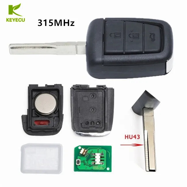HU43 Blade KEYECU Замена Новые 3+ 1 кнопки дистанционного ключа Fob 315 МГц/433 МГц ID46 чип для Holden Commodore VE 2006-2013 с GM45/HU43 лезвие - Количество кнопок: HU43 Blade