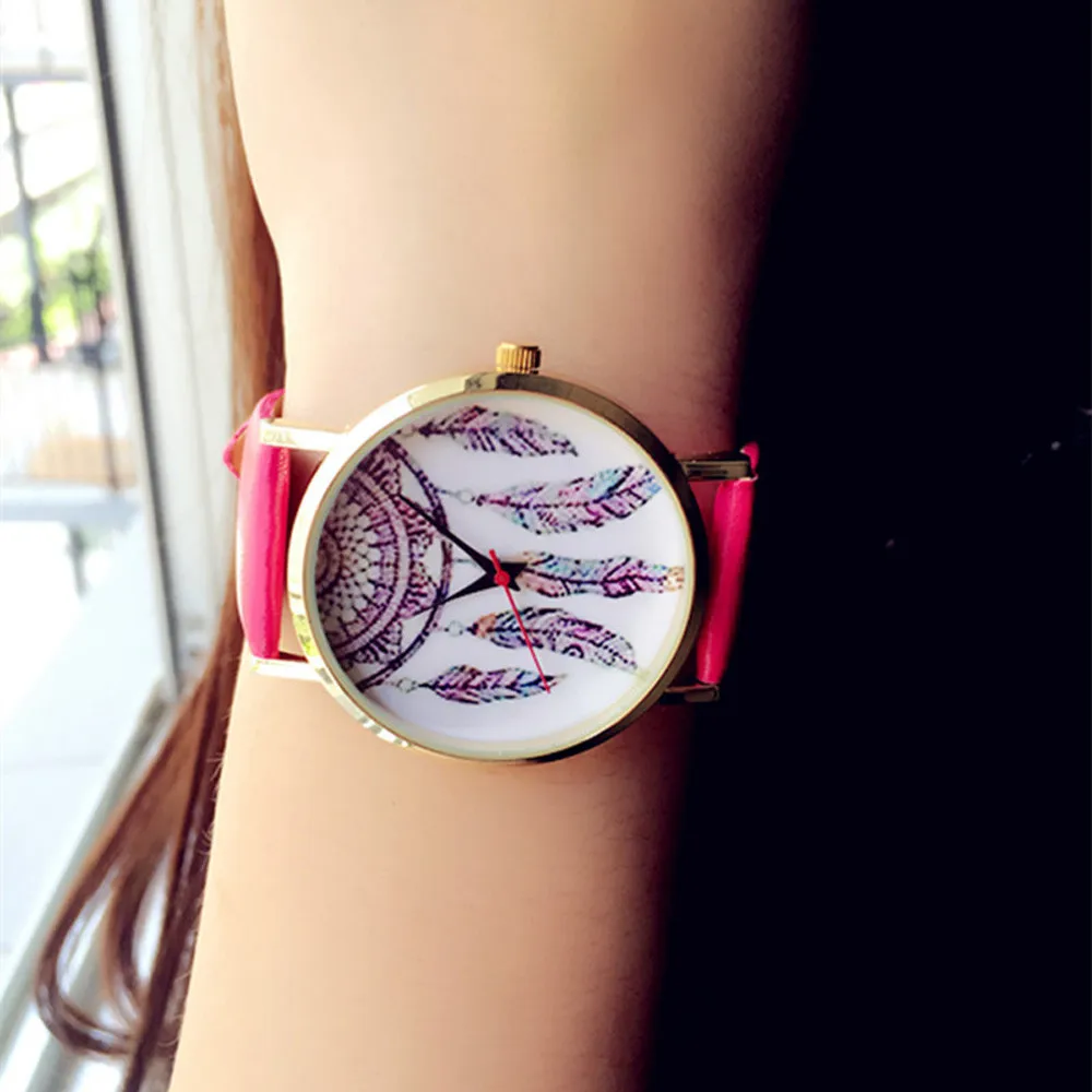 

Fashion Women Watches Dreamcatcher Pattern Casual Quartz Leather Band Watch Analog Wrist Watch Bracelet Dropshipping relogio #C