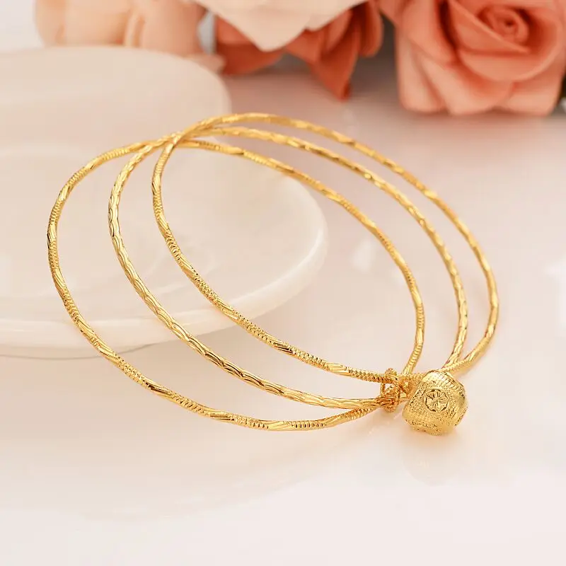 Оптовая продажа дубайские золотые браслеты 24 К твердая тонкая золотая отделка 3