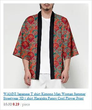 WAMNI японский Haori Yukata T рубашка-кимоно летняя 3D рубашка куртка с изображением самурая Забавный красивый цветок рукав летучая мышь Кимоно Кардиган для мужчин