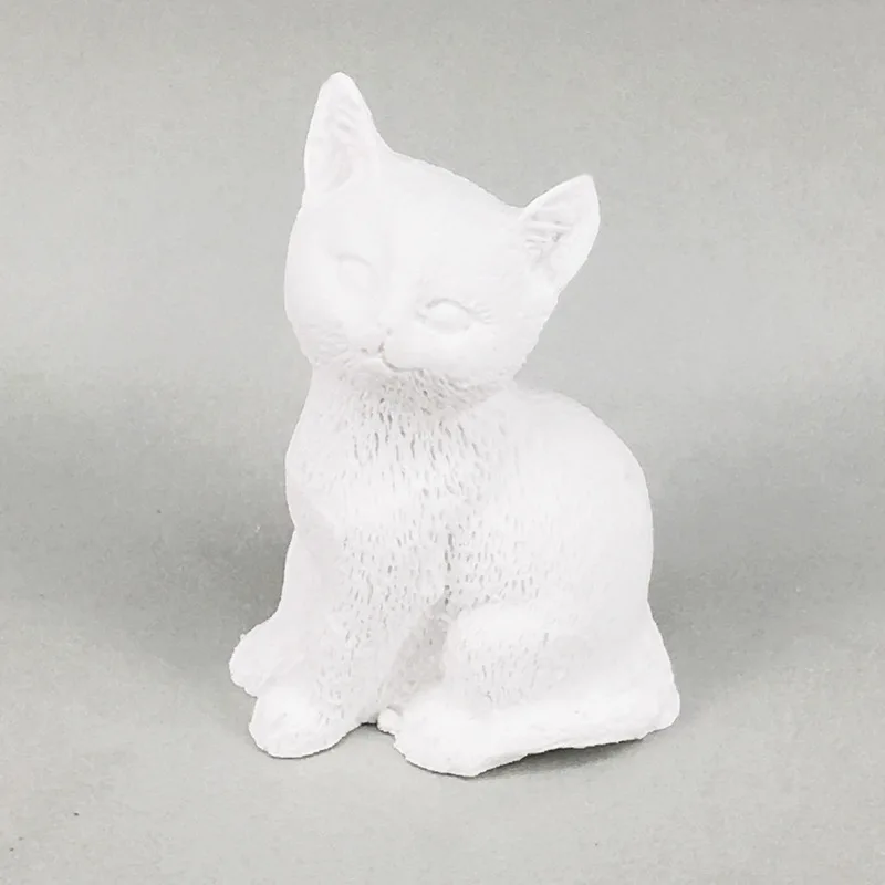 3D милый котенок животное силиконовая свеча форма для мыла шоколадная глина ремесла форма для торта декоративная художественная форма инструменты для изготовления свечей