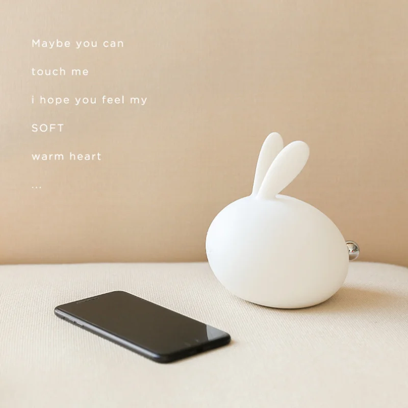 Новейший цветной светодиодный ночник с мультяшным Кроликом, USB зарядка, силиконовый ночной Светильник для спальни, коридора, отеля, лобби, ресторана