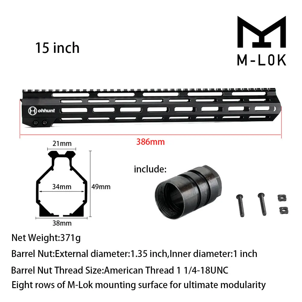 MIDG-15CUN " 9" 1" 12" 13," 15" 1" дюймовый AR15 свободном M-LOK цевье для винтовки для охоты тактический прицел крепление w Сталь гайка - Цвет: MIDG-15CUN