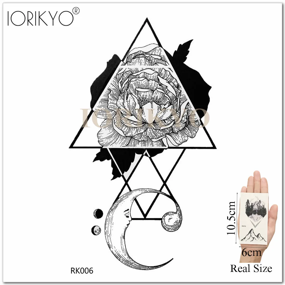 Iorikio, женские наклейки на руку, татуировки, геометрический лес, мужские сексуальные предплечья, Временные татуировки, черный треугольник, дерево, водостойкие татуировки, паста