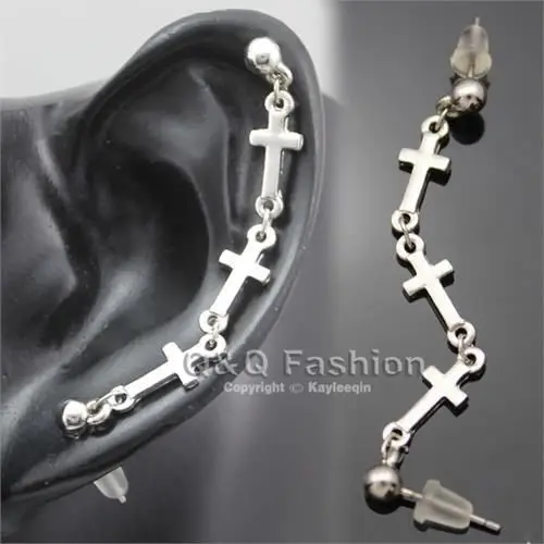Chic Triple Cross Piercing Cartilage Ear Cuff Earring Fancy Dress Costume Jewelry 2018 New | Украшения и аксессуары