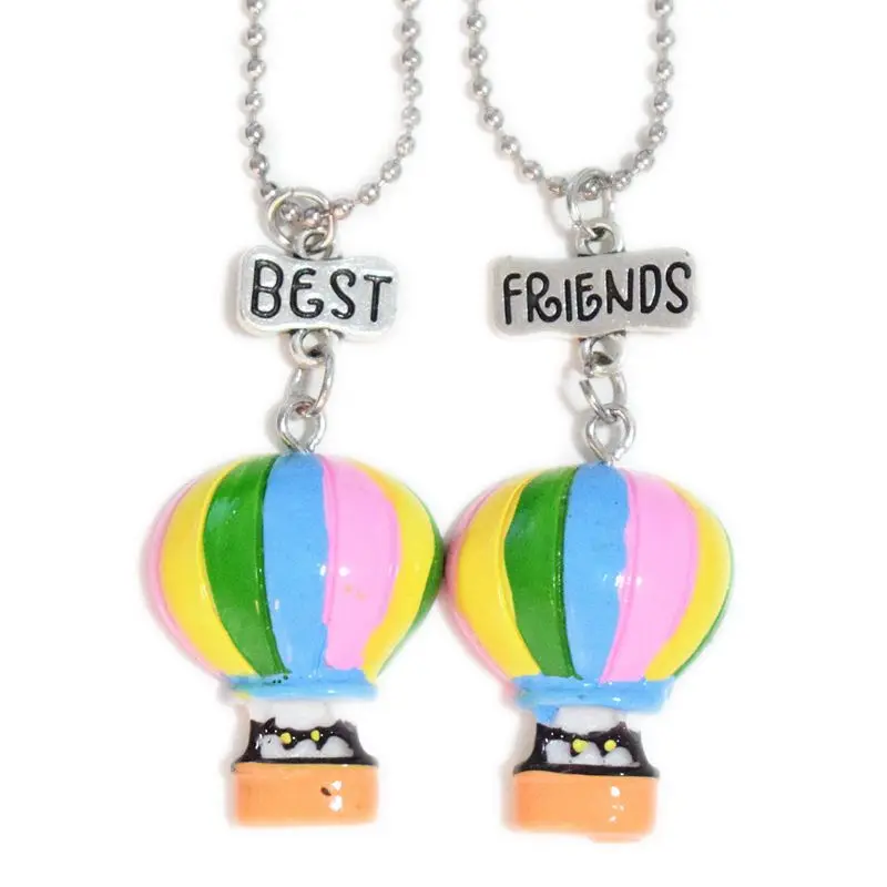 

Simulation Color Hot Air Balloon bff Pendant Necklace Children Best Friends Couple Girls Friendship Jewelry Birthday Gift