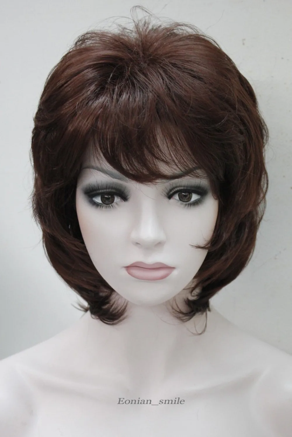 Мода темно-бордовый короткие женщин дамы ежедневно из натуральных волос полный