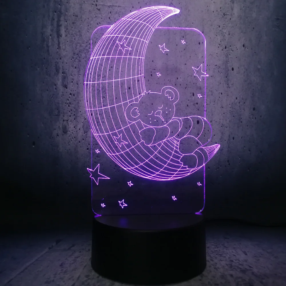 Мультяшный пиво сон на Луне 3D USB Светодиодная лампа Декор детской комнаты детский