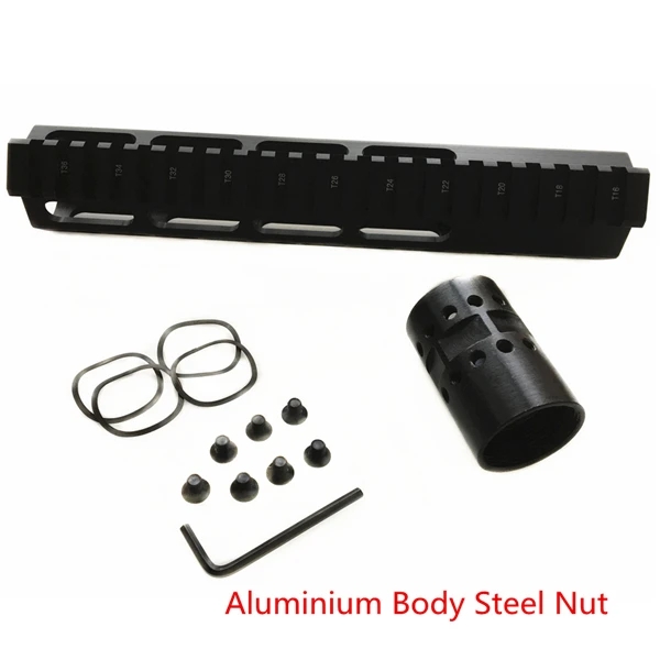 Steel Nut FIRECLUB 9 дюймов поплавок NSR KeyMod Handguard кронштейн со съемным Рельсом черный баррель гайка для AR-15 M4 M16 стальная гайка - Цвет: Steel Nut