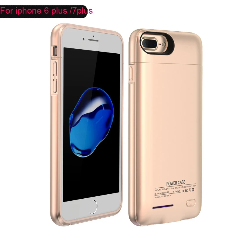 gold for 6 7 plus Чехол для внешнего зарядного устройства для iPhone 6, 6s, 7 plus, мобильный телефон, Дополнительный внешний аккумулятор, чехол для зарядки, встроенный металлический лист - Цвет: gold for 6 7 plus