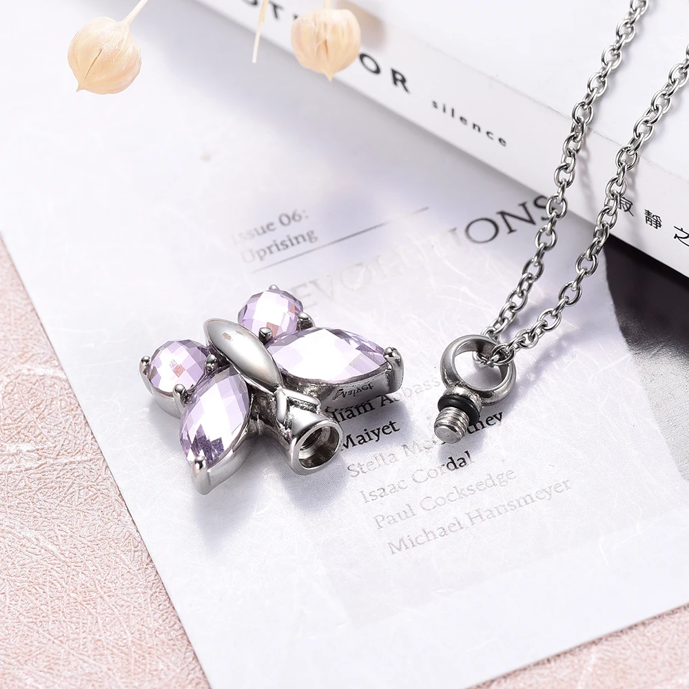 Бабочка серии кремации урна ожерелье мемориальное украшение для праха Keepsake из нержавеющей стали Урна кулон