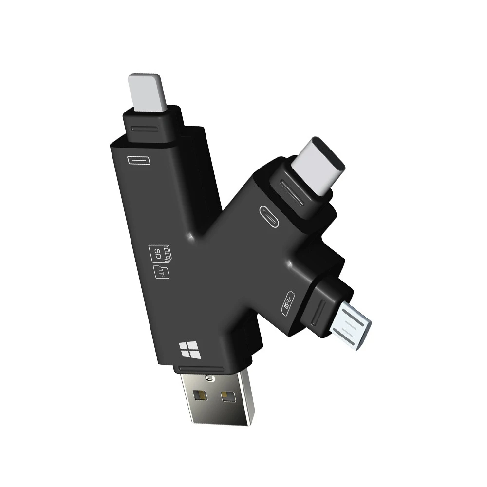 4 в 1 устройство для чтения карт с разъемом типа папа микро usb/SD/TF/USB/type c адаптер iOS