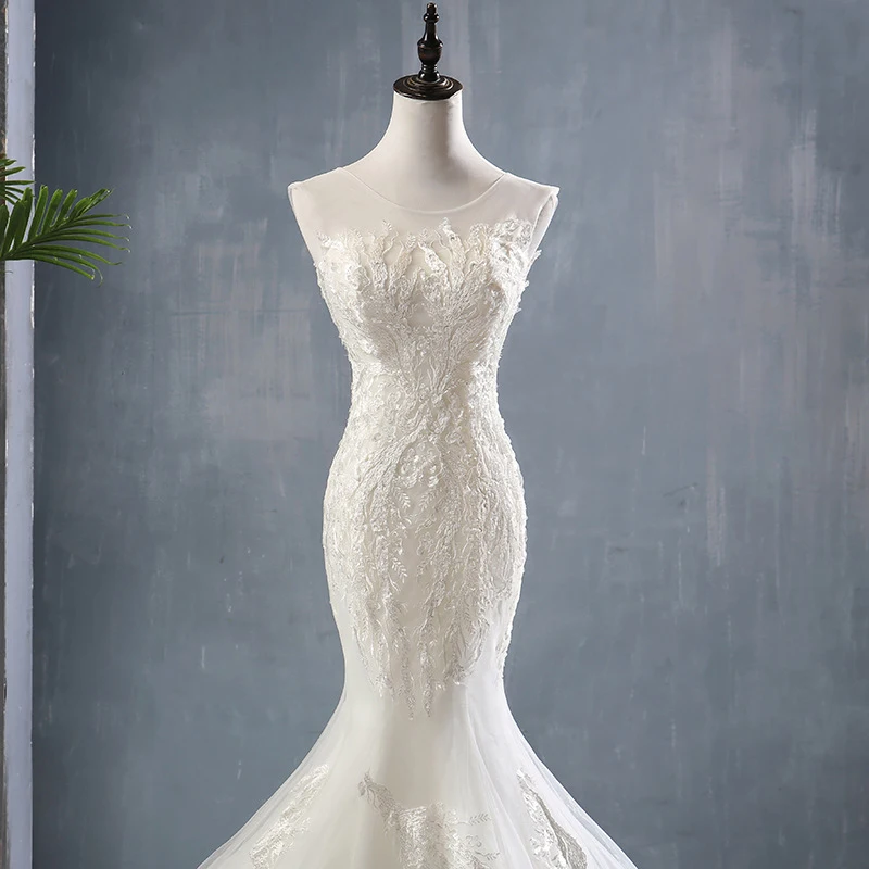 Кружевное Свадебное платье принцессы с вышивкой свадебное платье-русалка