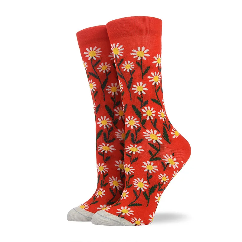 1 Happy Socks, женские носки из чесаного хлопка, Harajuku, цветные носки с мультипликационным принтом, милые забавные Kawaii, абстрактный узор, носки для подарка на Рождество - Цвет: 1