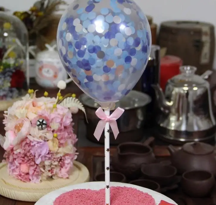 5 шт./компл. милый дюймов конфетти шар торт Топпер деко с бумажной соломенной