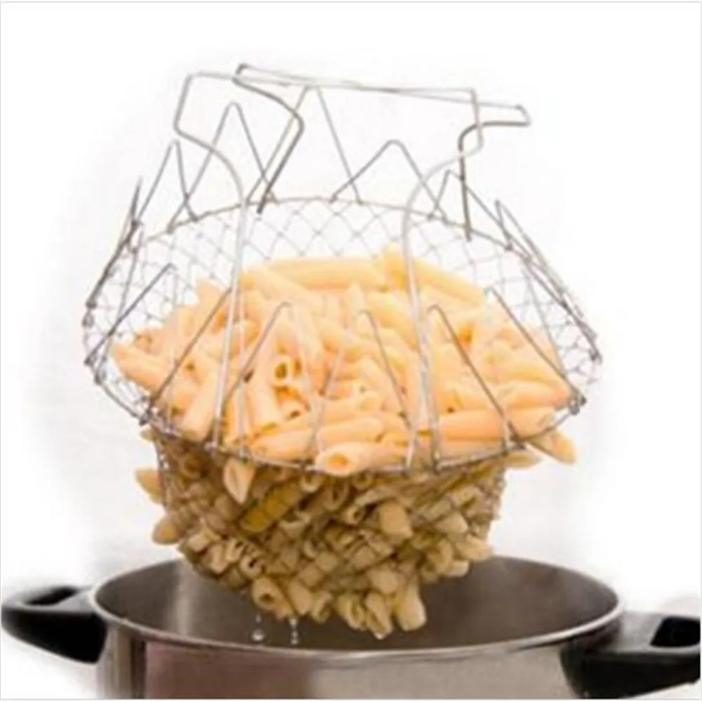 Складная промывка паром корзина шеф повара для глубокой жарки Волшебная