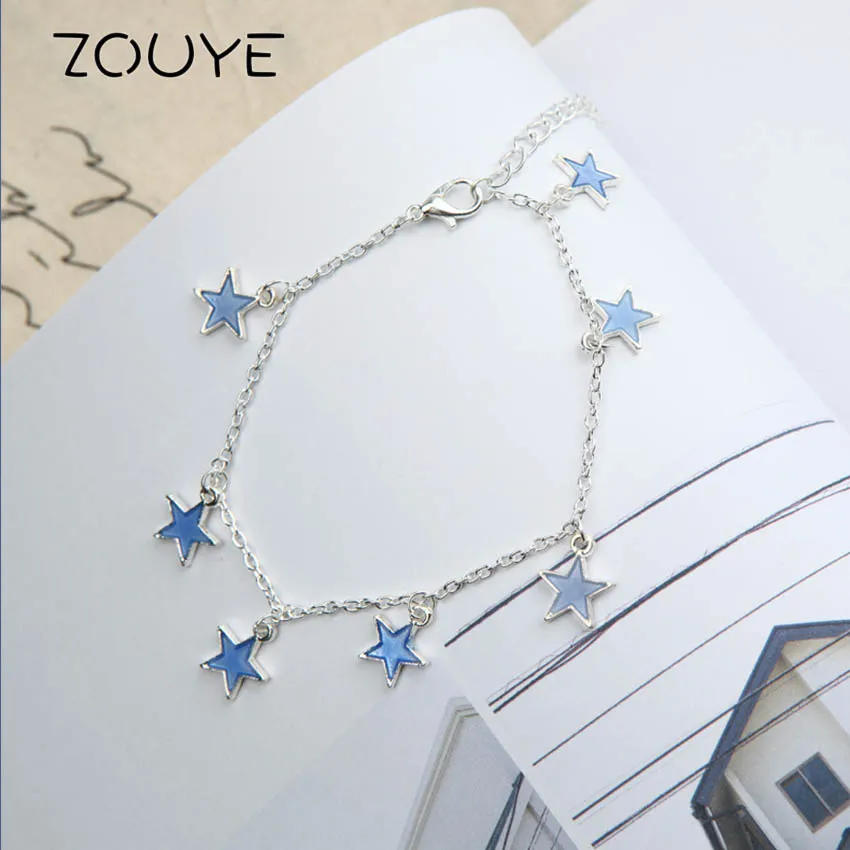 ZOUYE фосфоресцирующий Серебристый браслет с подвесками флуоресцентный ножной