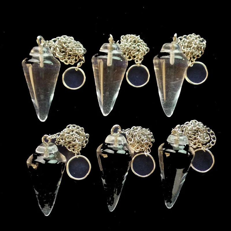 (6 шт./лот) оптовая продажа натуральный белый кристалл кулон из бисера маятник 35x15