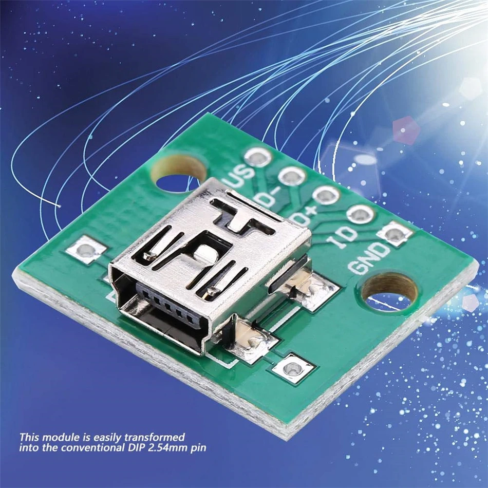 10Pcs Mini Micro USB to DIP 2.54mm Adapter Connector Module Board Panel Female 5-Pin Pinboard PCB Type Parts | Электронные