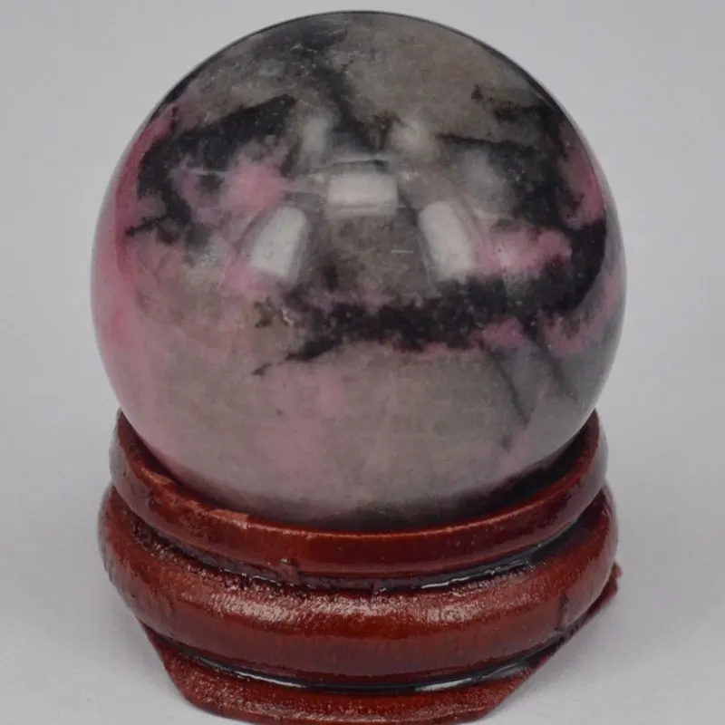 Pink Black Rhodanite Натуральный драгоценный камень розовый кварц кристалл рейки лечебная сфера мяч массаж яйцо Глобус коллекция домашнего декора - Цвет: Pink Black Rhodanite