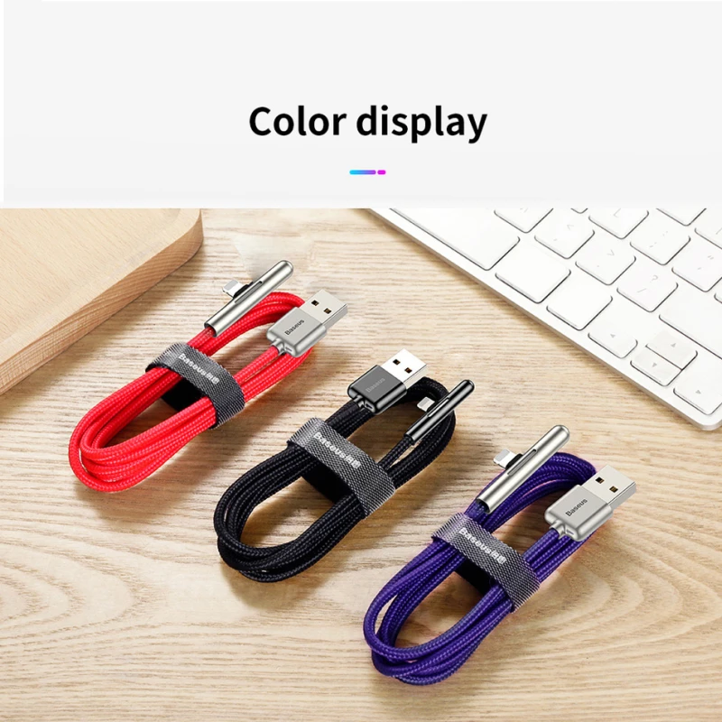 Usb-кабель Baseus для iPhone XS XR 11 Pro Max USB зарядный кабель для передачи данных светодиодный локоть 2,4 А кабель для быстрой зарядки для iPhone кабель для синхронизации данных