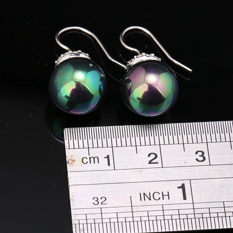 Mystic Rainbow Gems Black Pearl Cubic zirconia 925 Sterling Silver Dangle Earrings Fashion Jewelry S5463|sterling silver dangle earrings|dangle