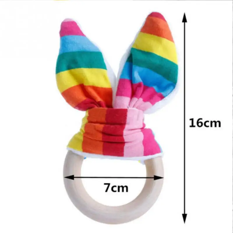 Натуральный Деревянный Прорезыватель с заячьими ушками сенсорная игрушка