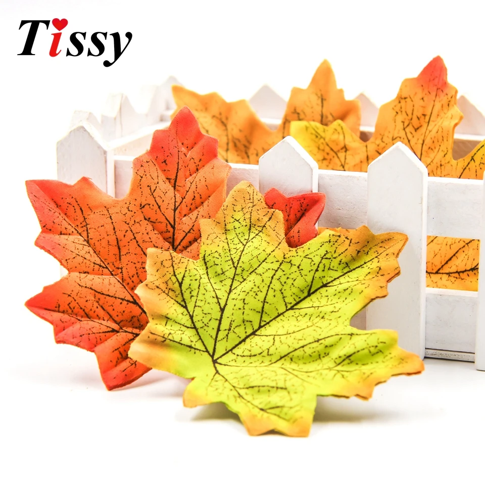 9CM 100Pcs Artifical Maple Leaves Fake Autumn Fall Leaf Wedding Party Decoration Craft Art Home Bedroom Wall Book Decor | Дом и сад