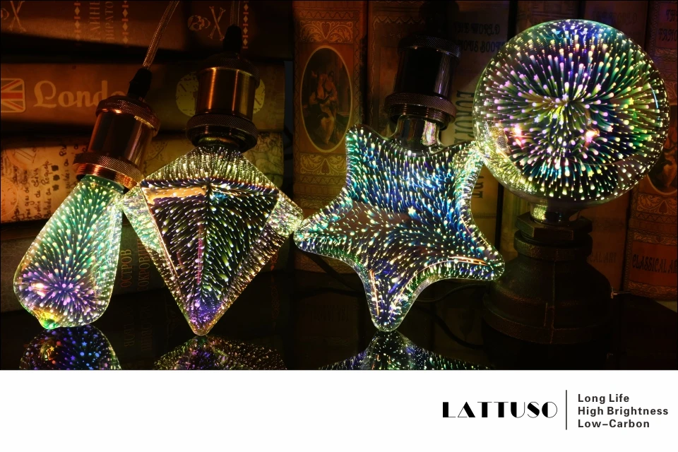 LATTUSO светодиодный светильник с лампой Эдисона 3D лампы светодиодные украшения 220V A60 ST64 G95 G80 G125 E27 праздничный светильник s Новинка Рождество светодиодные лампы Lamparas