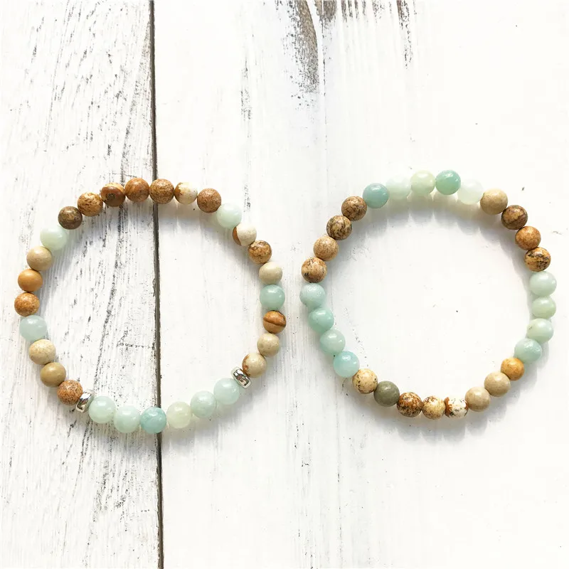Модный Набор браслетов Amazonite JasperS & лучший подарок для мужчин и женщин подвеска на