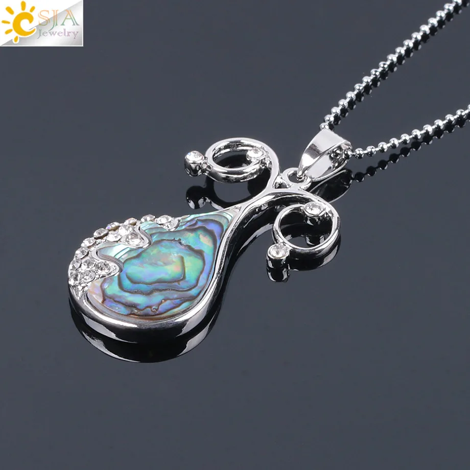 CSJA новое ожерелье из натуральной морской ракушки и подвеска в форме капли воды